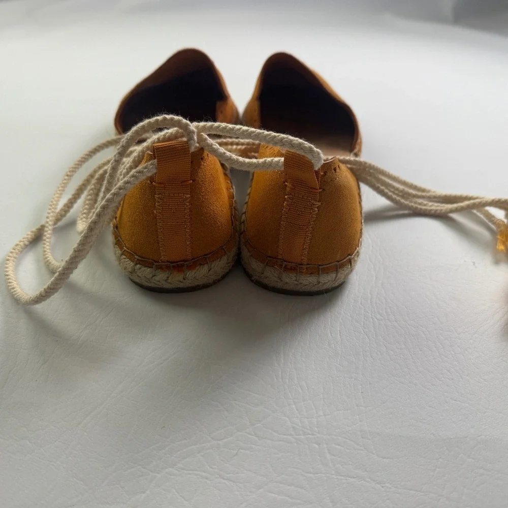 TOMS Valencia Burnt Orange Suede Lace Up Tassel Espadrille Flats Womens 9.5